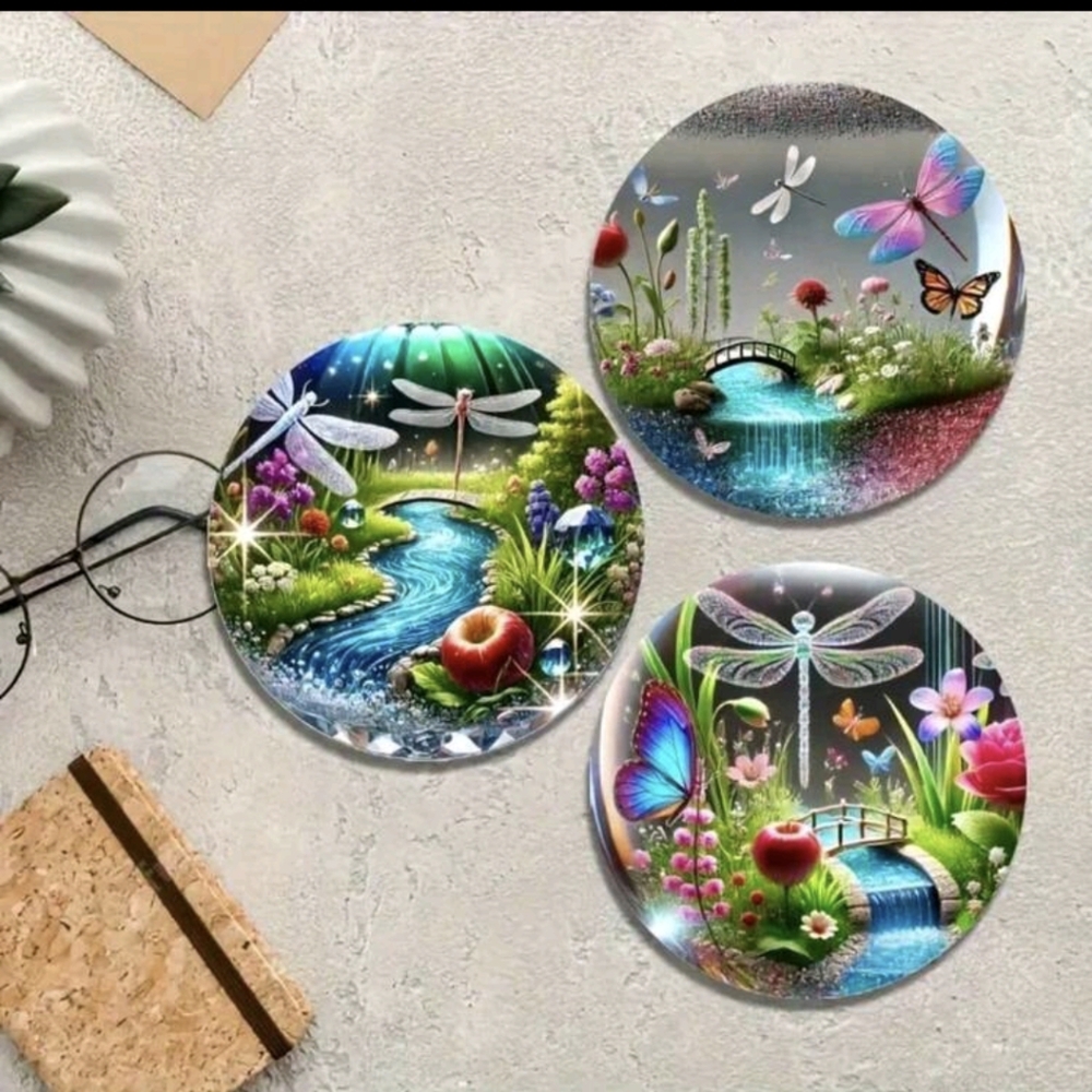 Nature-Themed Wood Coasters Set Of 6 - Picture 4 of 4